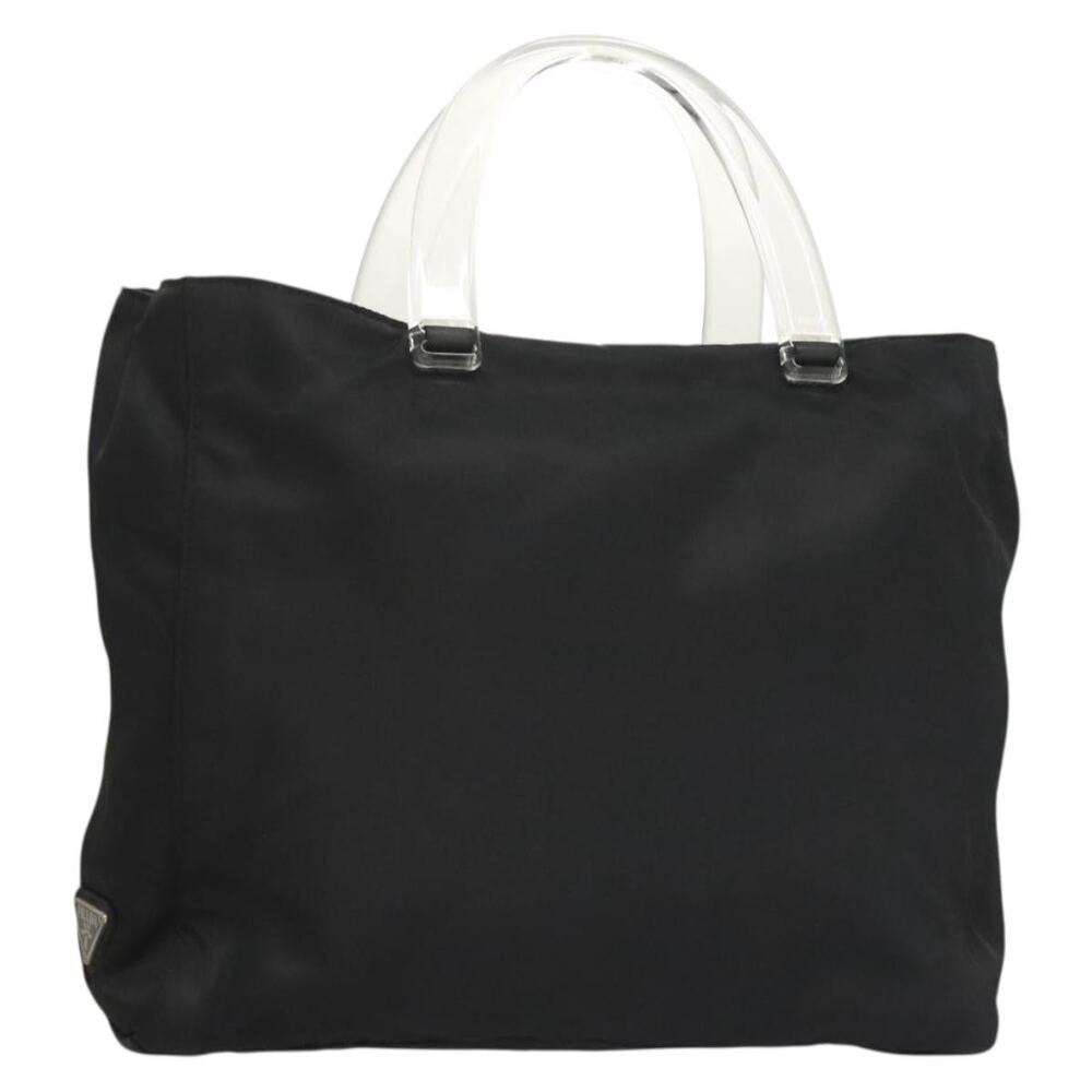 PRADA Hand Bag Nylon Black Clear